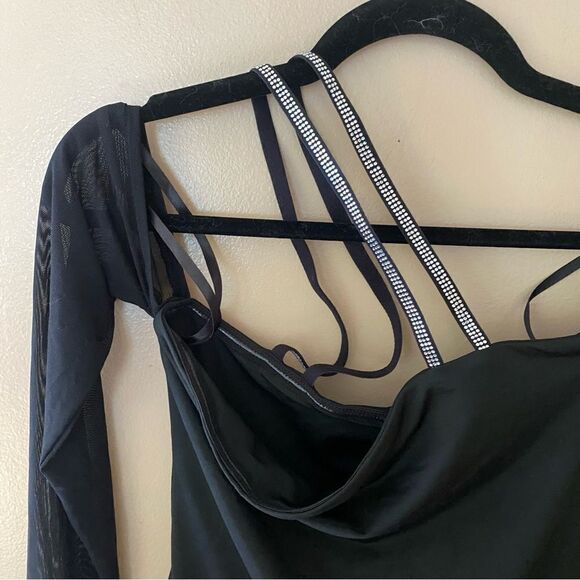 Superdown Natalie Mini Dress Black rhinestone off shoulder cut out party Revolve - Picture 9 of 10